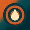 Cream water droplet inside concentric orange rings on an orange-to-teal gradient background